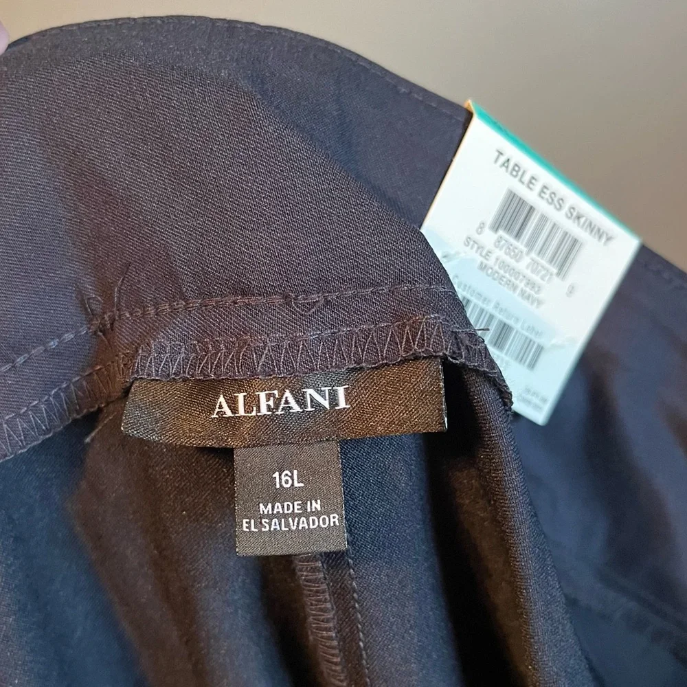 NWT Alfani Sz 16 Long Women’s Navy Blue Tummy Control Trouser Pants Ret $49! - Picture 11 of 13